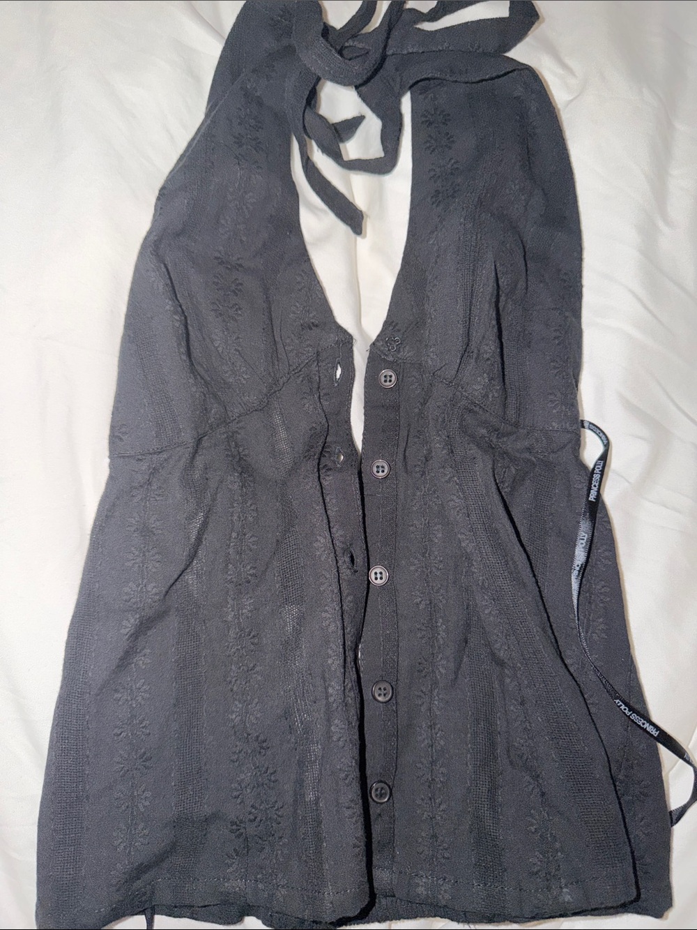 Princess Polly Black Halter Button-Front Top